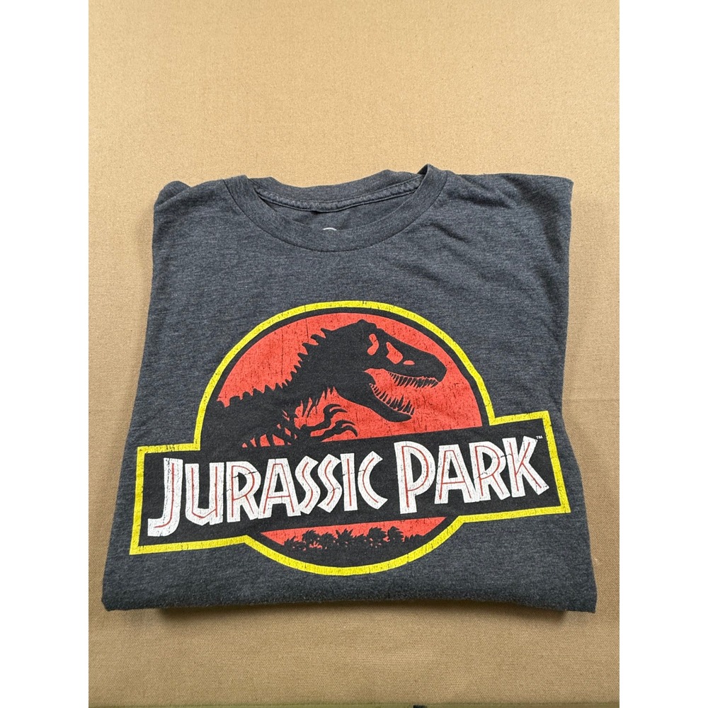 Jurassic‎ Park T Shirt Heather Gray Graphic Tee Men's Medium Movie Logo
